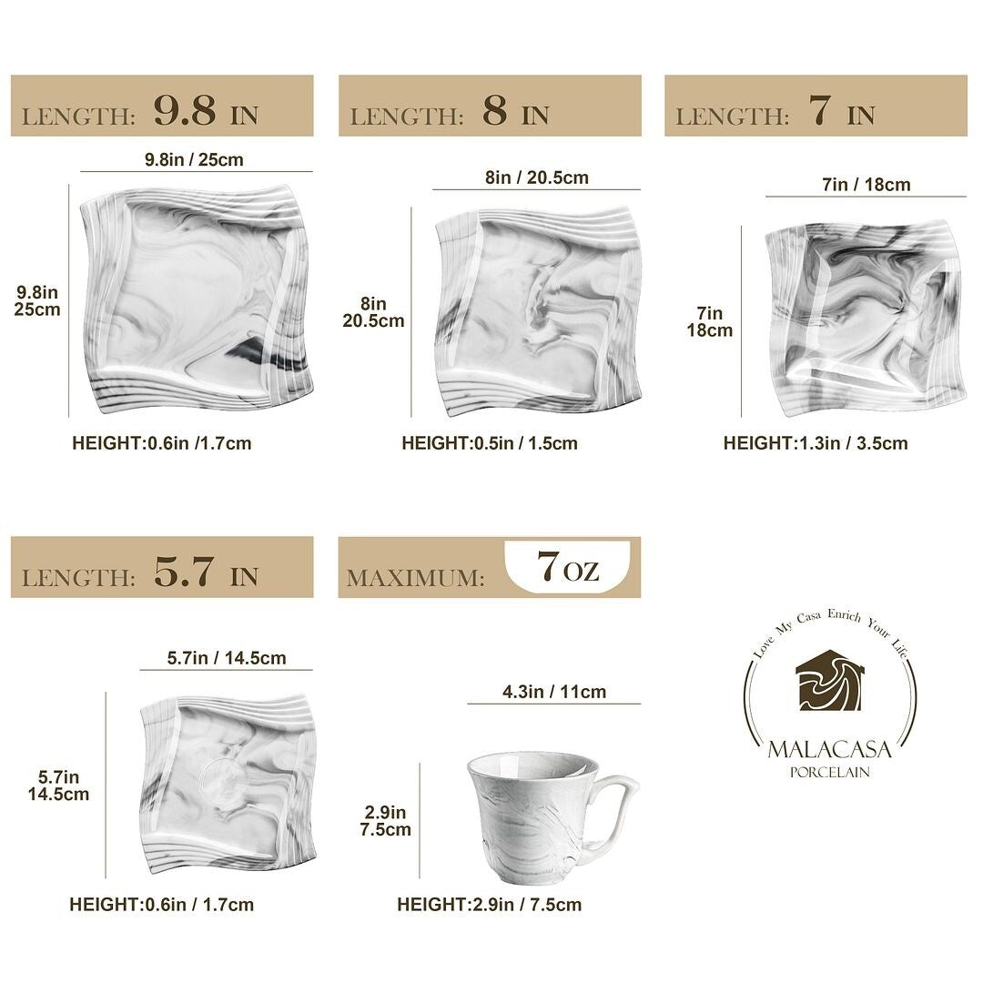 MALACASA Amparo Porcelain Dinnerware Set