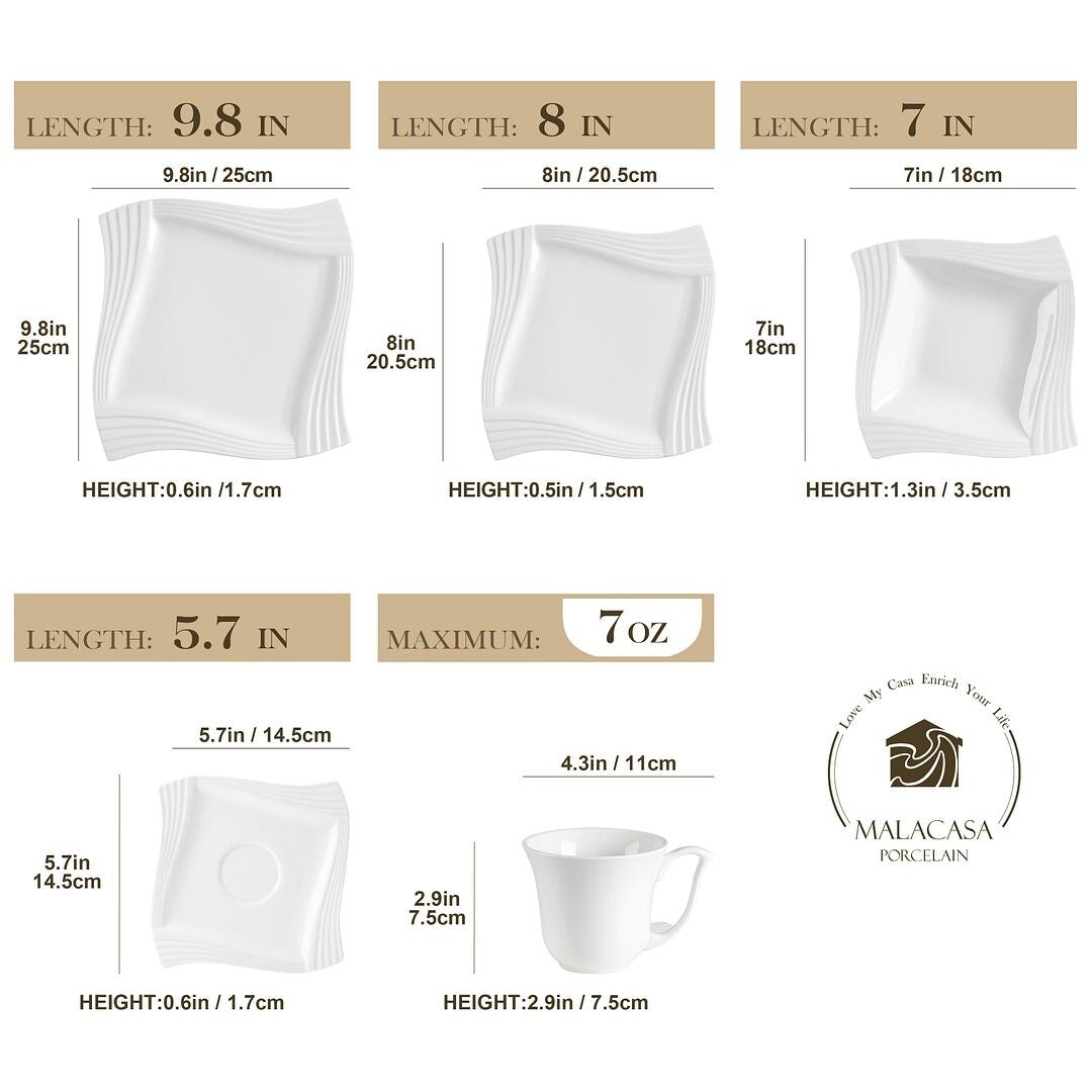 MALACASA Amparo Porcelain Dinnerware Set