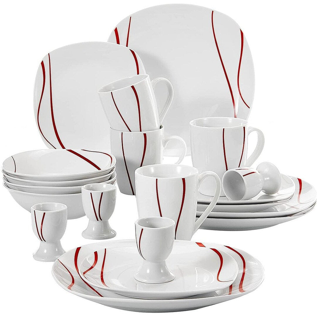 VEWEET 20-Piece White Porcelain Dinnerware Set (Service for 4)