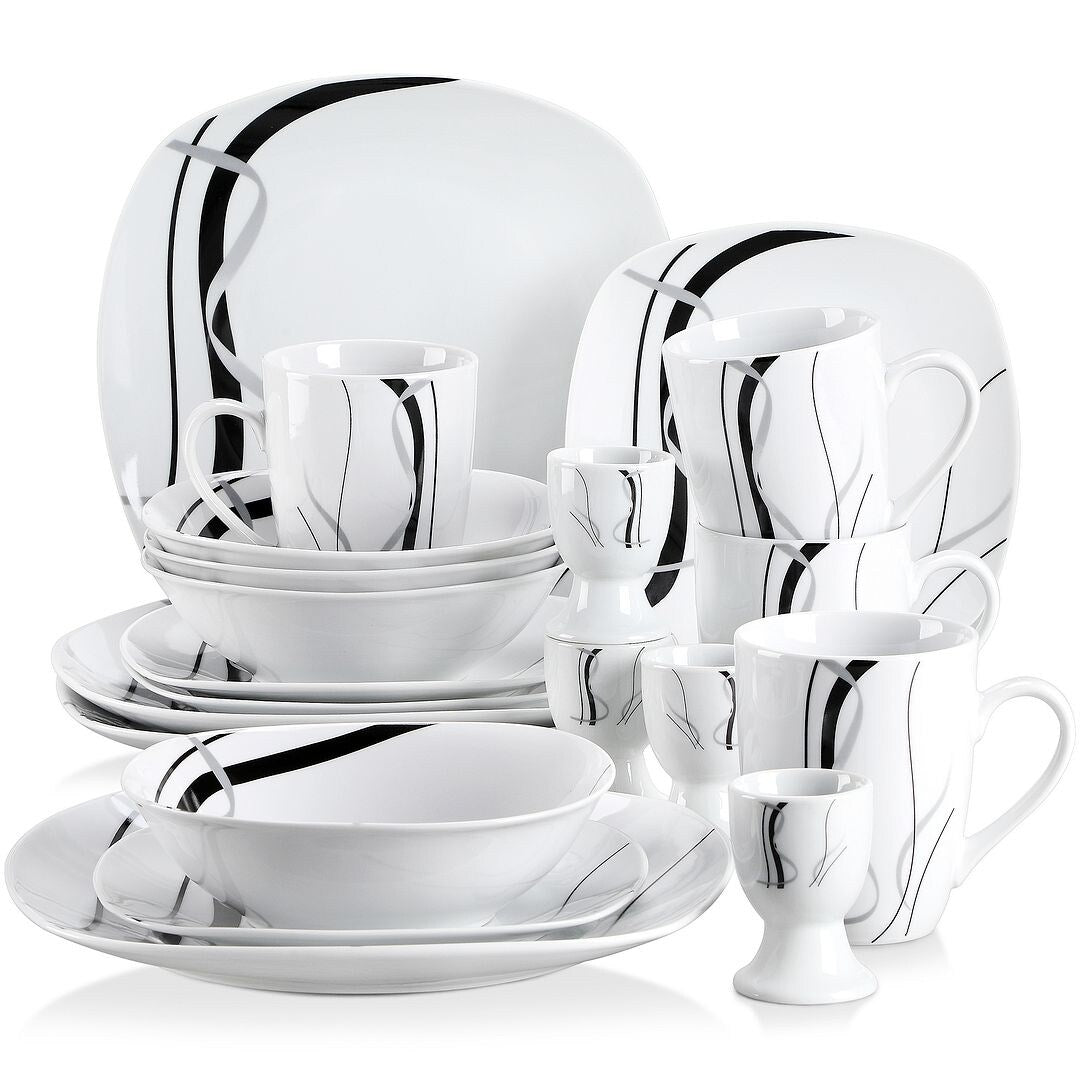 VEWEET 20-Piece White Porcelain Dinnerware Set (Service for 4)