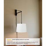 MAST Plug-In Wall Mount Pendant, 1 Light White Cord/Arm, White