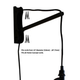MAST Plug-In Wall Mount Pendant, 1 Light White Cord/Arm, White