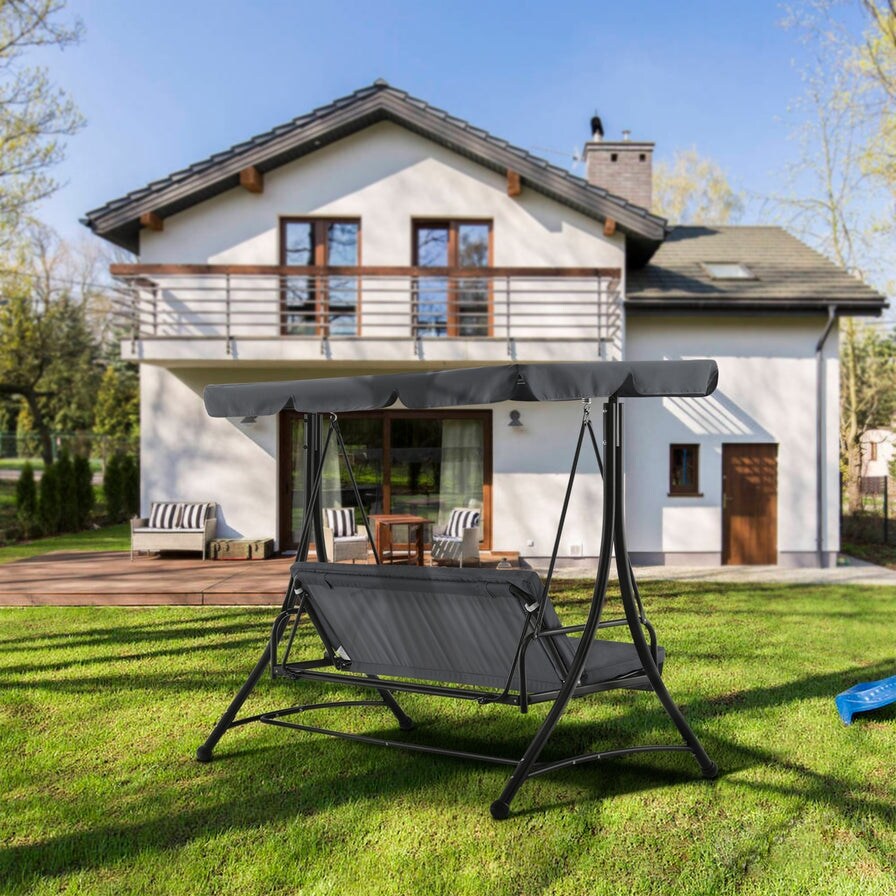 MCombo 3 Seat Patio Swings with Adjustable Canopy, Reclining Porch Swing, 4089