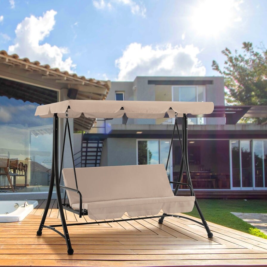 MCombo 3 Seat Patio Swings with Adjustable Canopy, Reclining Porch Swing, 4089