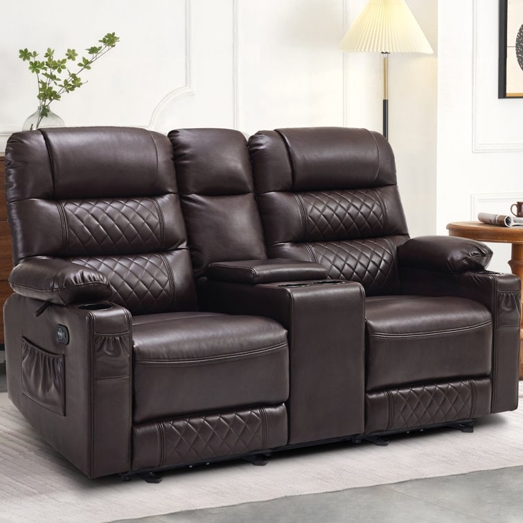 MCombo Electric Power Loveseat Recliner with Console Power Reclining