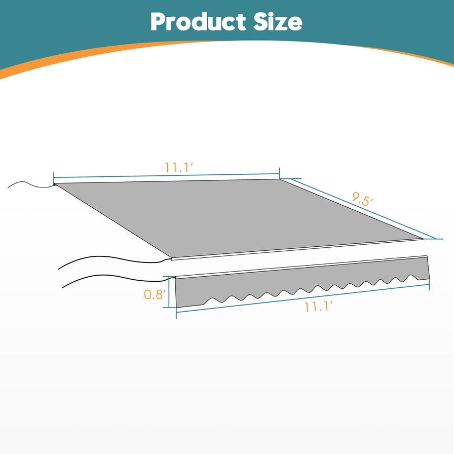 MCombo 12x10 Feet Polyester Fabric Replacement for Retractable Awning