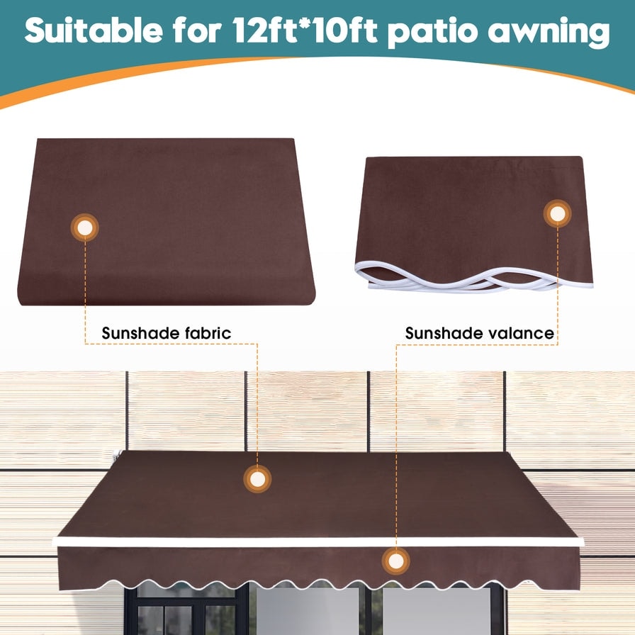 MCombo 12x10 Feet Polyester Fabric Replacement for Retractable Awning
