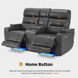 MCombo Power Reclining Loveseat Sofa with Adjustable Headrests and Console, Home Theater Seating with Armrest Storage HTS480