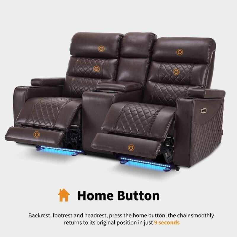 MCombo Power Reclining Loveseat Sofa with Adjustable Headrests and Console, Home Theater Seating with Armrest Storage HTS480