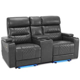 MCombo Power Reclining Loveseat Sofa with Adjustable Headrests and Console, Home Theater Seating with Armrest Storage HTS480