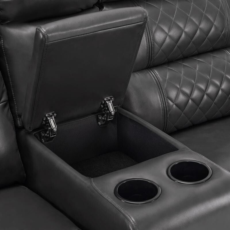 MCombo Power Reclining Loveseat Sofa with Adjustable Headrests and Console, Home Theater Seating with Armrest Storage HTS480