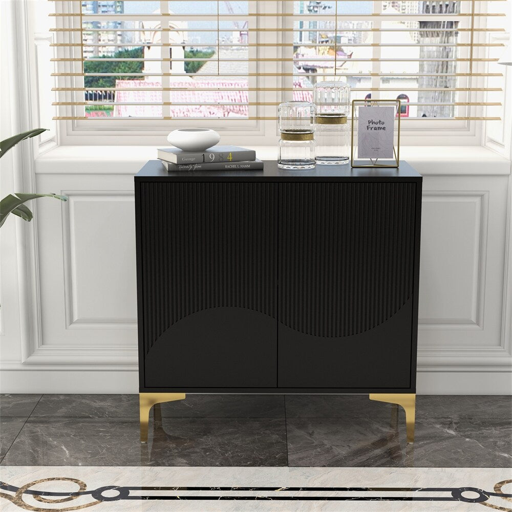 MDF 2 Door Accent Cabinet with Adjustable Shelf and Metal Feet