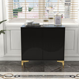 MDF 2 Door Accent Cabinet with Adjustable Shelf and Metal Feet