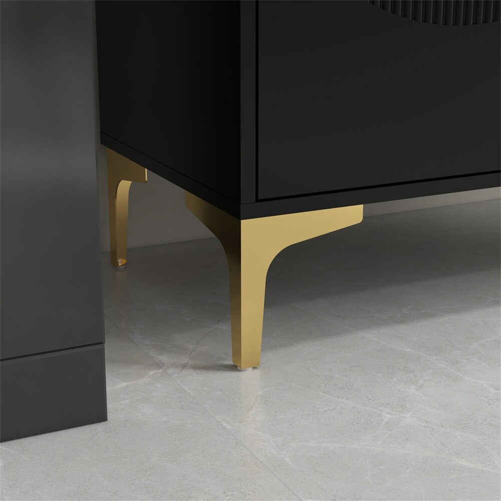 MDF 2 Door Accent Cabinet with Adjustable Shelf and Metal Feet