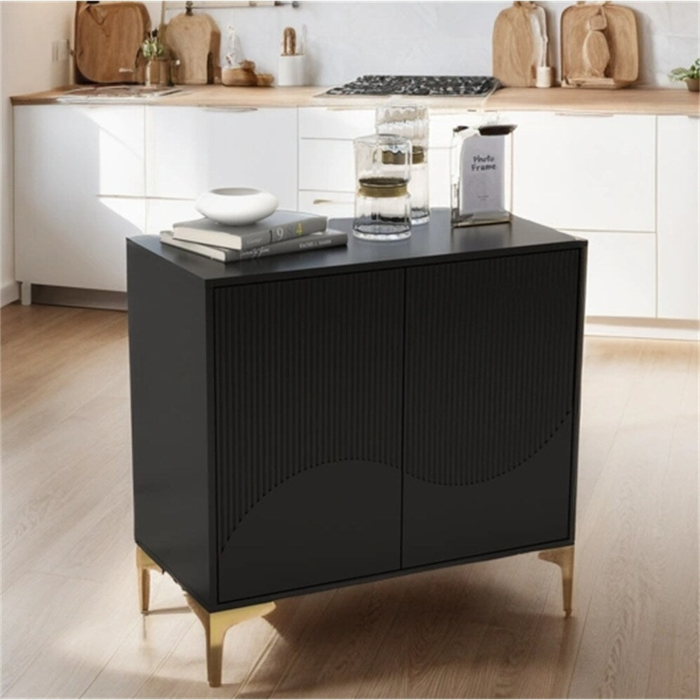 MDF 2 Door Accent Cabinet with Adjustable Shelf and Metal Feet