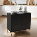 MDF 2 Door Accent Cabinet with Adjustable Shelf and Metal Feet