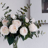 MEDA BLOOMS Real Touch Rose Arrangement in Glass Vase