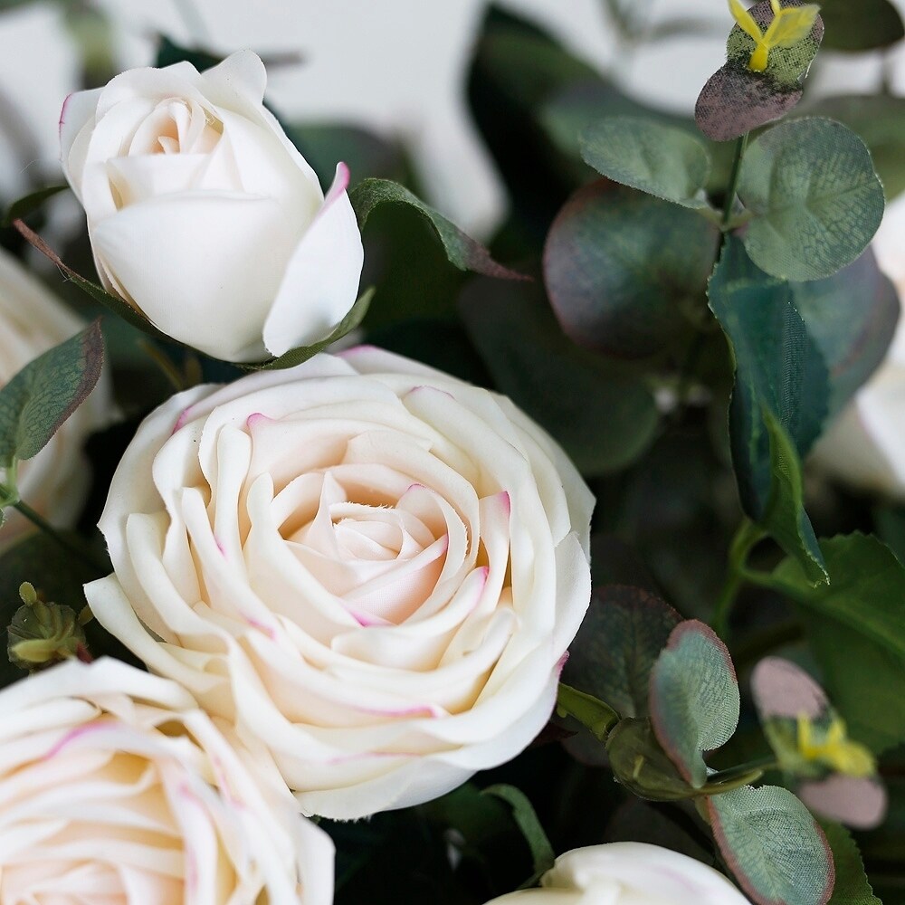 MEDA BLOOMS Real Touch Rose Arrangement in Glass Vase
