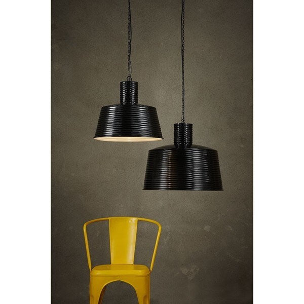 Black Metal Ribbed Pendant Light