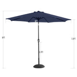 MAISON ARTS 3-piece Patio Bistro Set with 9 ft Umbrella, 2 Metal Swivel Chairs and 1 Square Table with Umbrella Hole