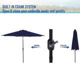 MAISON ARTS 3-piece Patio Bistro Set with 9 ft Umbrella, 2 Metal Swivel Chairs and 1 Square Table with Umbrella Hole
