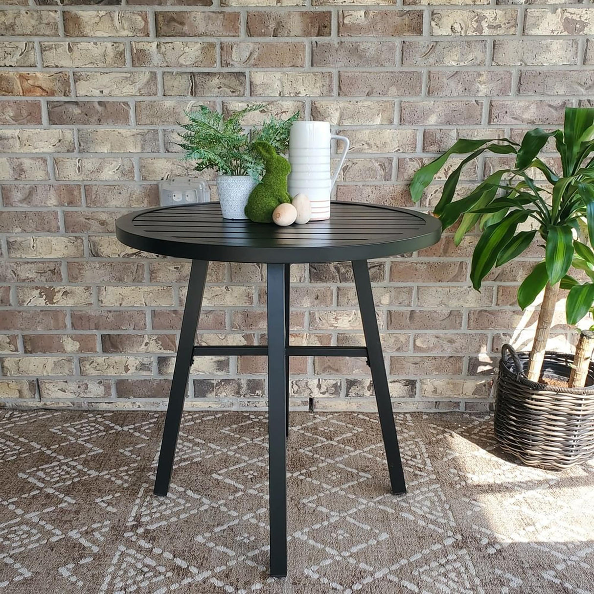 MAISON ARTS Outdoor Bistro Table Round Metal Patio Dining Table Small Side End Table Outdoor Furniture Table