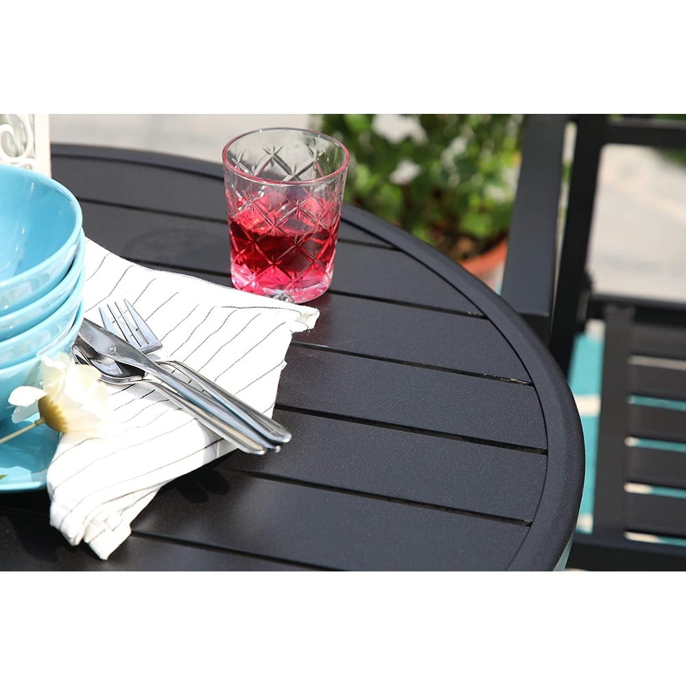 MAISON ARTS Outdoor Bistro Table Round Metal Patio Dining Table Small Side End Table Outdoor Furniture Table
