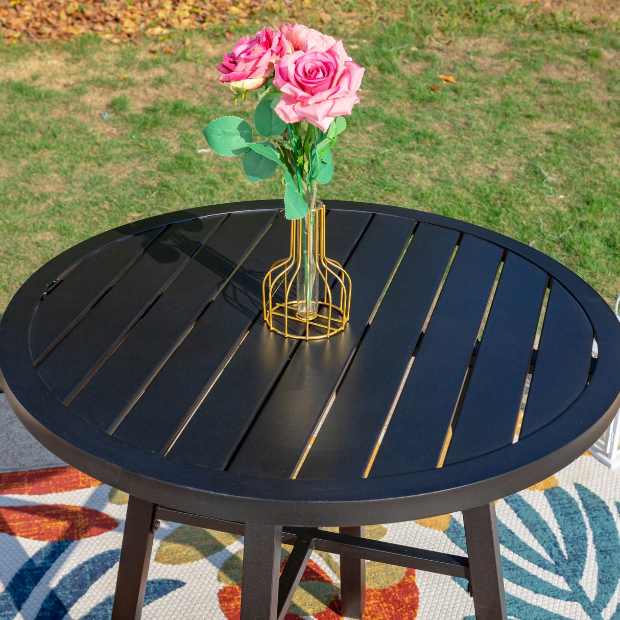MAISON ARTS Outdoor Bistro Table Round Metal Patio Dining Table Small Side End Table Outdoor Furniture Table