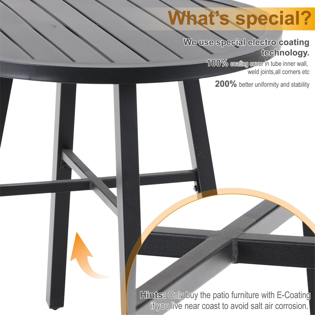 MAISON ARTS Outdoor Bistro Table Round Metal Patio Dining Table Small Side End Table Outdoor Furniture Table