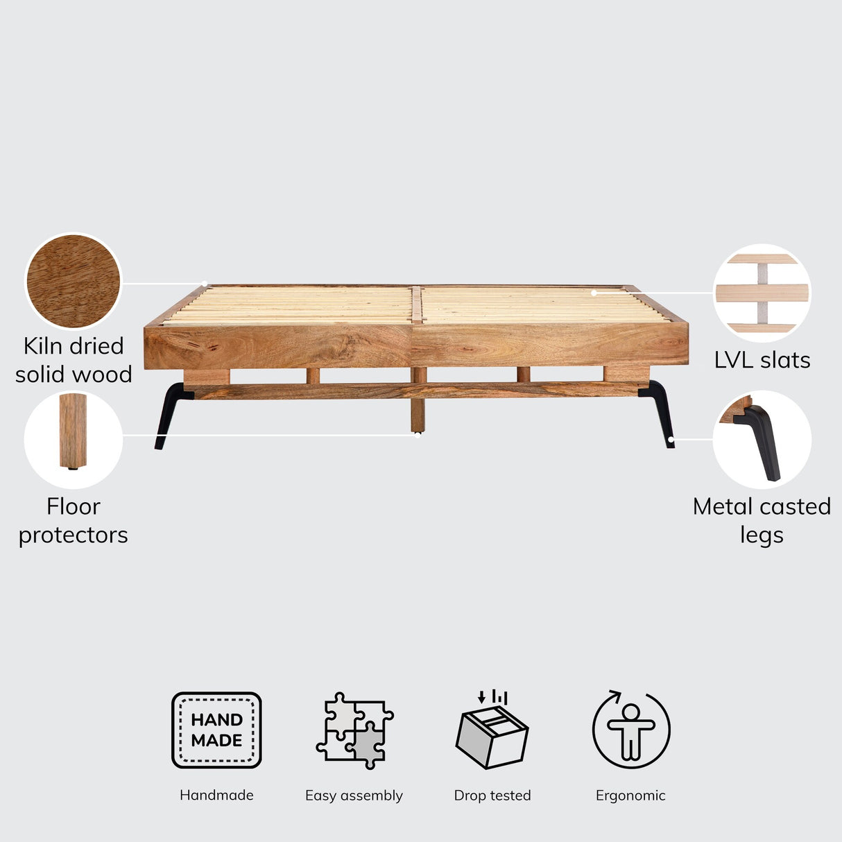 MH London Nelson Mango Rustic Wood Queen-size Platform Bed