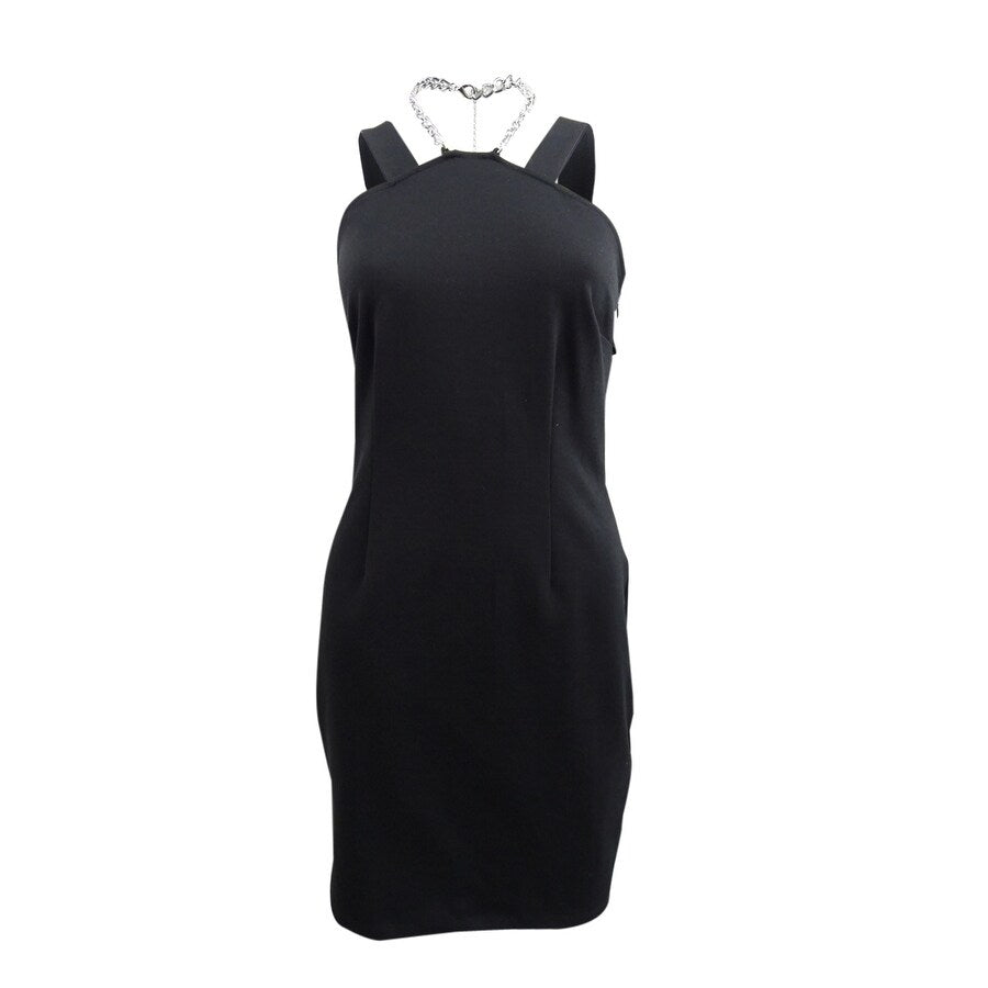 MICHAEL Michael Kors Women's Chain Necklace Mini Dress (S, Black)