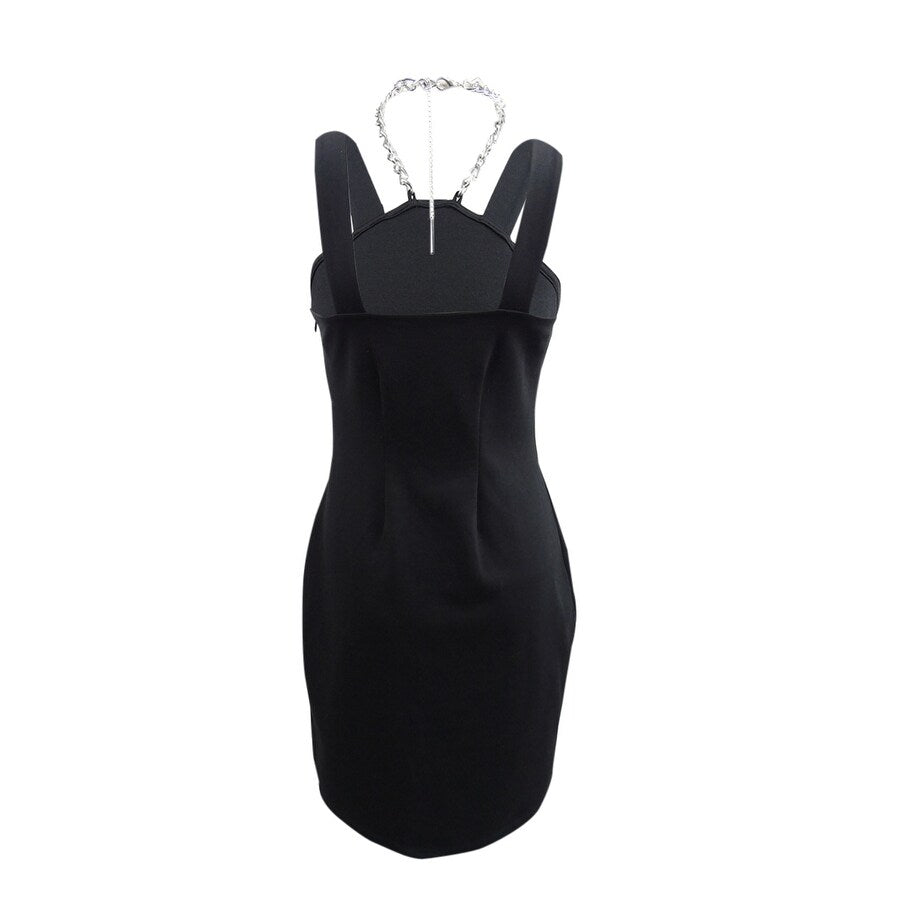 MICHAEL Michael Kors Women's Chain Necklace Mini Dress (S, Black)