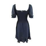 MICHAEL Michael Kors Women's Eyelet Smocked Peasant Dress (M, Navy)