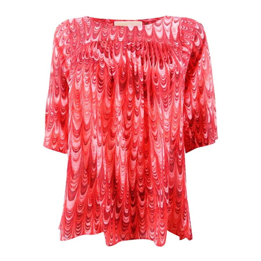 MICHAEL Michael Kors Women's Marbled-Print Pleated Top