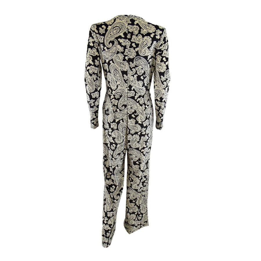 MICHAEL Michael Kors Women's Paisley-Print Velvet Jumpsuit (S, Bone)