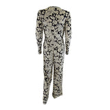 MICHAEL Michael Kors Women's Paisley-Print Velvet Jumpsuit (S, Bone)