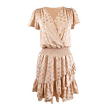MICHAEL Michael Kors Women's Plus Foil-Print Smock-Waist Dress (1X, Rosewater)