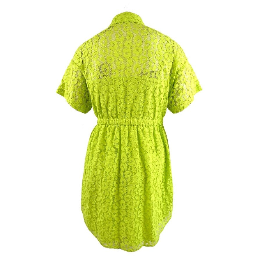 MICHAEL Michael Kors Women's Plus Lace Shirt Dress (1X, Bright Limeade)