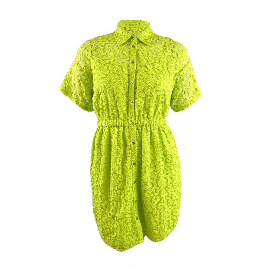 MICHAEL Michael Kors Women's Plus Lace Shirt Dress (1X, Bright Limeade)
