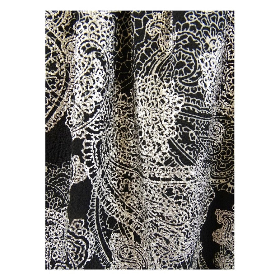 MICHAEL Michael Kors Women's Plus Paisley Cinch-Waist Dress (0X, Black/Silver)