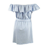MICHAEL Michael Kors Women's Ruffled Off-The-Shoulder Mini Dress (L, Crew Blue)