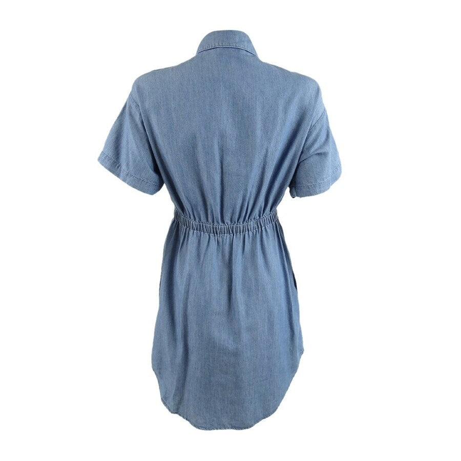 MICHAEL Michael Kors Women's Shirtdress (L, Light Cadet Wash)