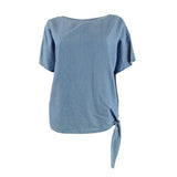 MICHAEL Michael Kors Women's Side-Tie Top (S, Light Cadet Wash)