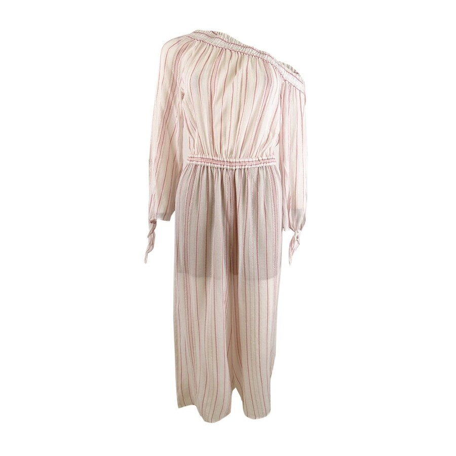 MICHAEL Michael Kors Women's Striped One-Shoulder Jumpsuit (S, Dusty Rose)