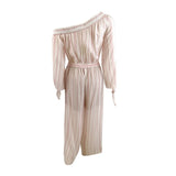 MICHAEL Michael Kors Women's Striped One-Shoulder Jumpsuit (S, Dusty Rose)