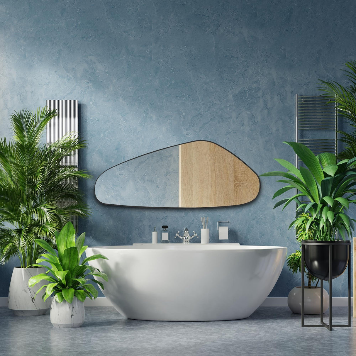 Asymmetrical Irregular Aesthetic Wall Mirror - 50 x 20 Inches