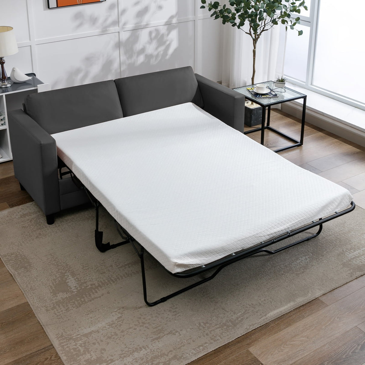 Mixoy Pull Out Sofa Bed,Modern Convertible Sleeper Sofa,2-in-1 Couch Bed with Mattress,Futon Couches
