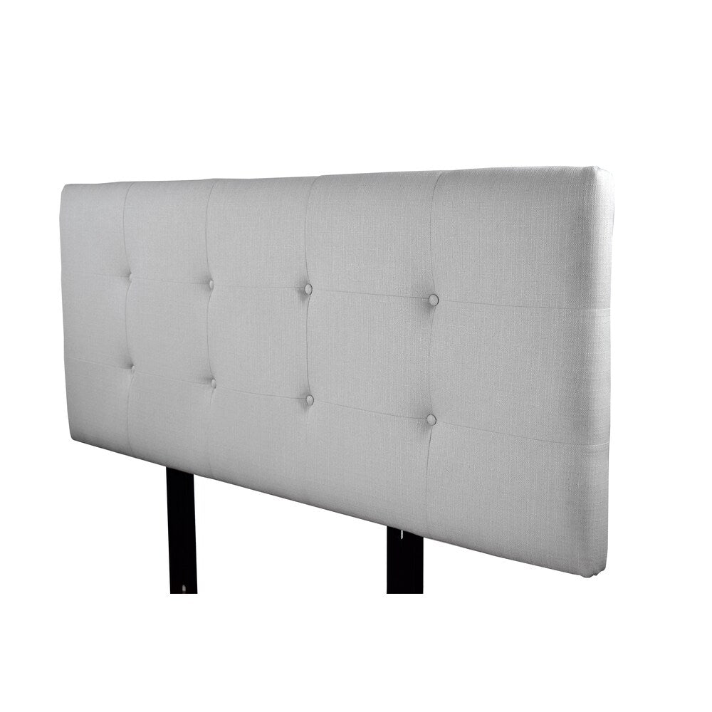 MJL Furniture Ali Button Tufted Silver Grey Upholstered Headboard