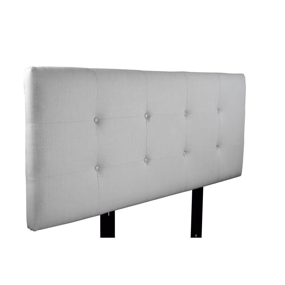 MJL Furniture Ali Button Tufted Silver Grey Upholstered Headboard