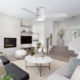 MLiAN 44" LED Flush Mounted Ceiling Fan with Remote ，3 Reversible Plywood Blades - 44